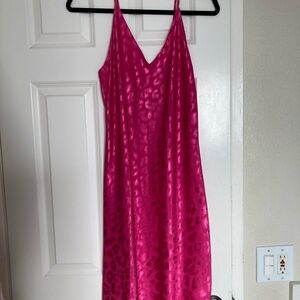Pink Leopard Print Slip Dress